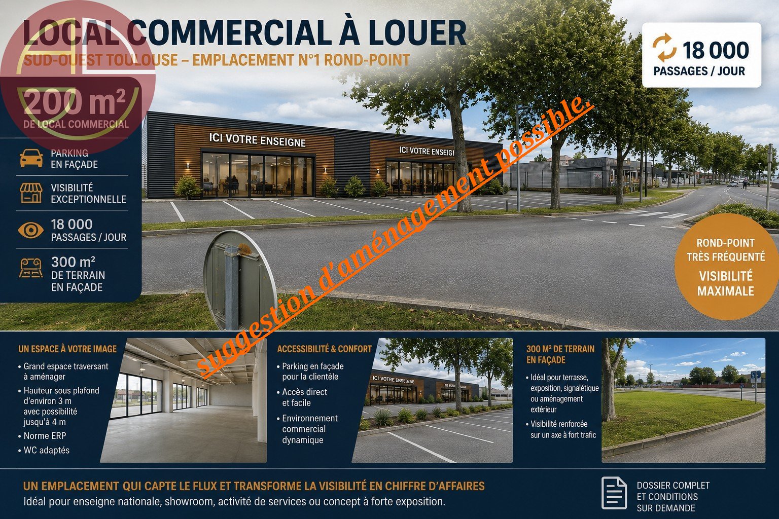 Local Commercial à louer - Plaisance-Du-Touch (31830) - 200 m² - 3 800 €/mois