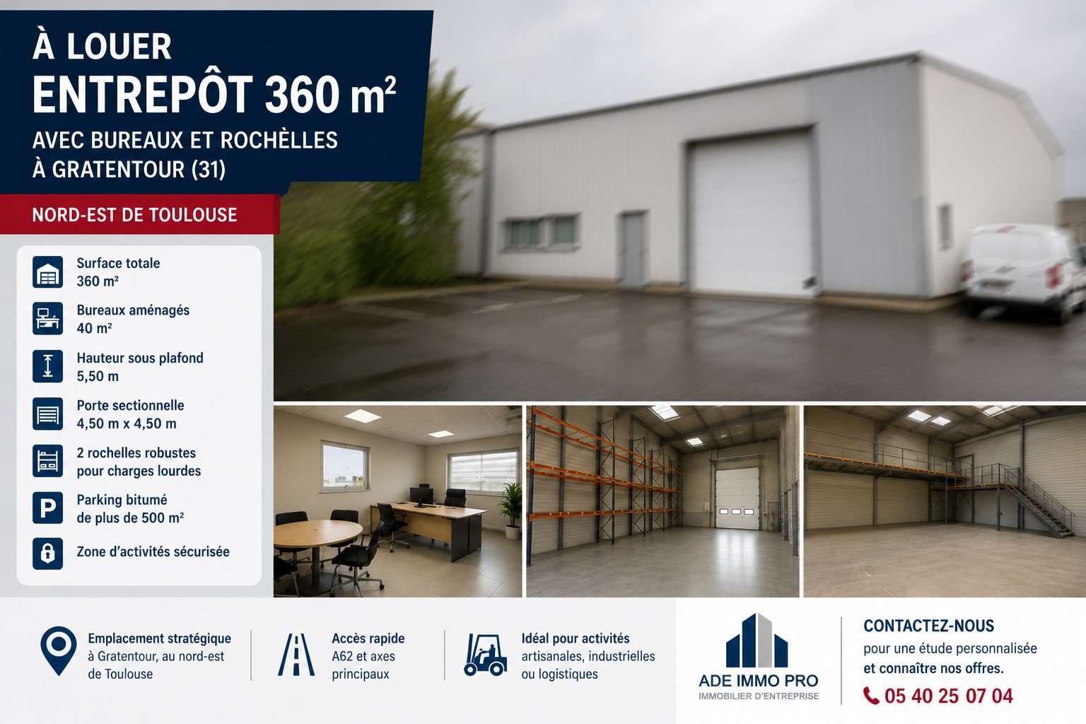 Entrepôt / Activité à louer - Bruguières (31150) - 360 m² - 2 450 €/mois